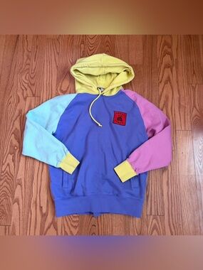 Teddy Fresh Pastel Colorblock Crewneck Hoodie - Purple, Pink, Yellow, Light Blue
